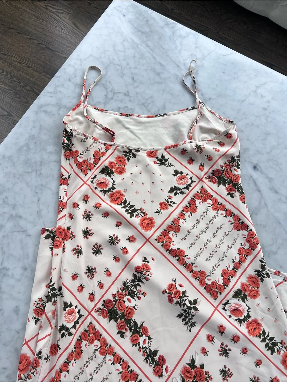 NWT Abercrombie Slip Dress in Cream Pattern Floral Orange Size Medium Tall